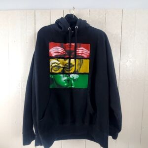 Black Hoodie with Vibrant Graphic Panels